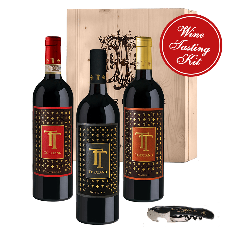Wine Tasting Kit - Red Wines from Tuscany including Wooden Case